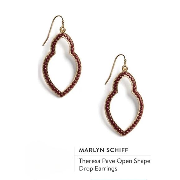 Marlyn Schiff Theresa Pave Open Shape Drop Earrings Tear Drop Silver Tone NEW - Picture 7 of 7